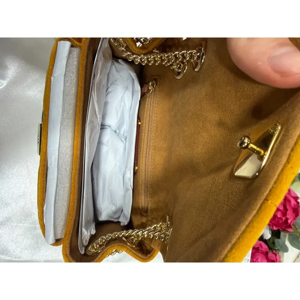 NWT B11-004 Coach Elodie Crossbody Bag 18 With Quilting CEU18 suede/Marigold